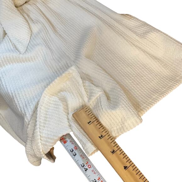 White Textured Ruffle Sleeve Romper Womens M Tie Waist Soft Girl Summer Playsuit - Picture 11 of 11